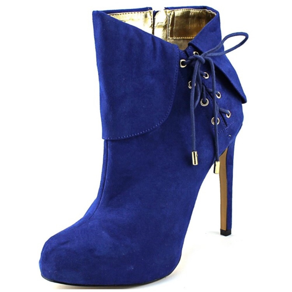 NWT THALIA SODI Cobalt Blue Booties with Gold Trim